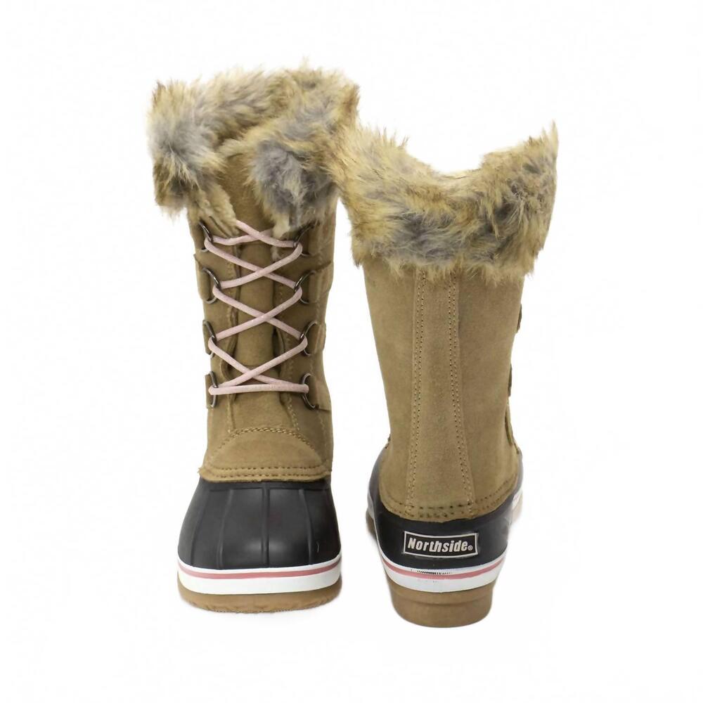 NEW NORTHSIDE girl's kathmandu mid calf waterproof snow boots in tan - Picture 4 of 8